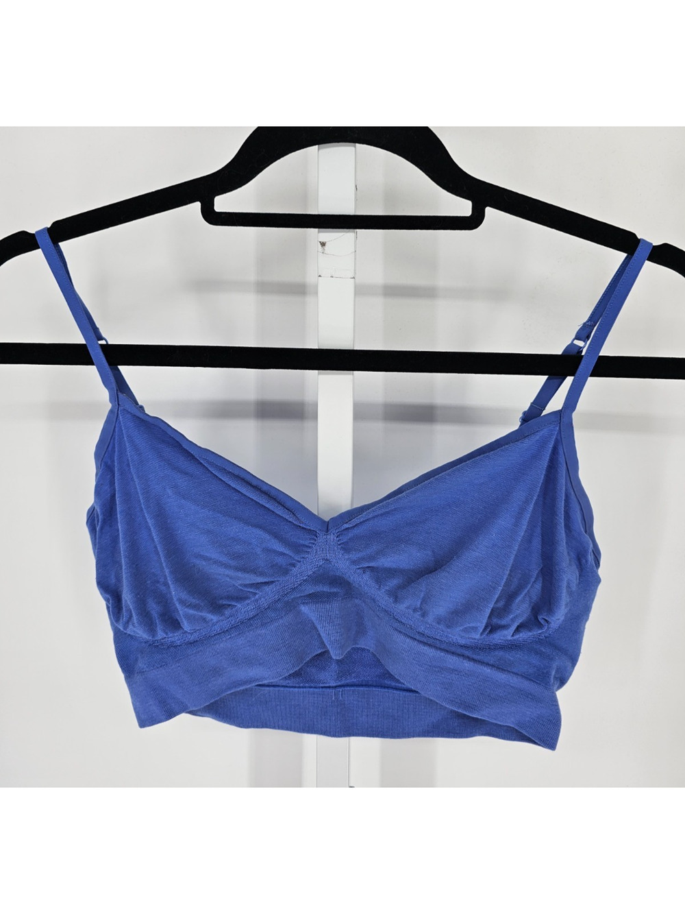 Yummie Womens Sz M/L Bralette Bra Solid Blue Unlined